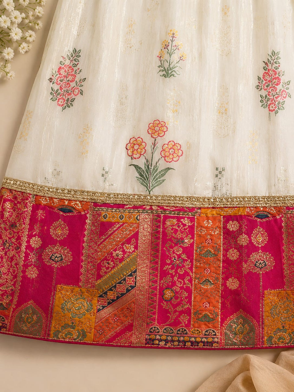 Designer Langa blouse white and pink