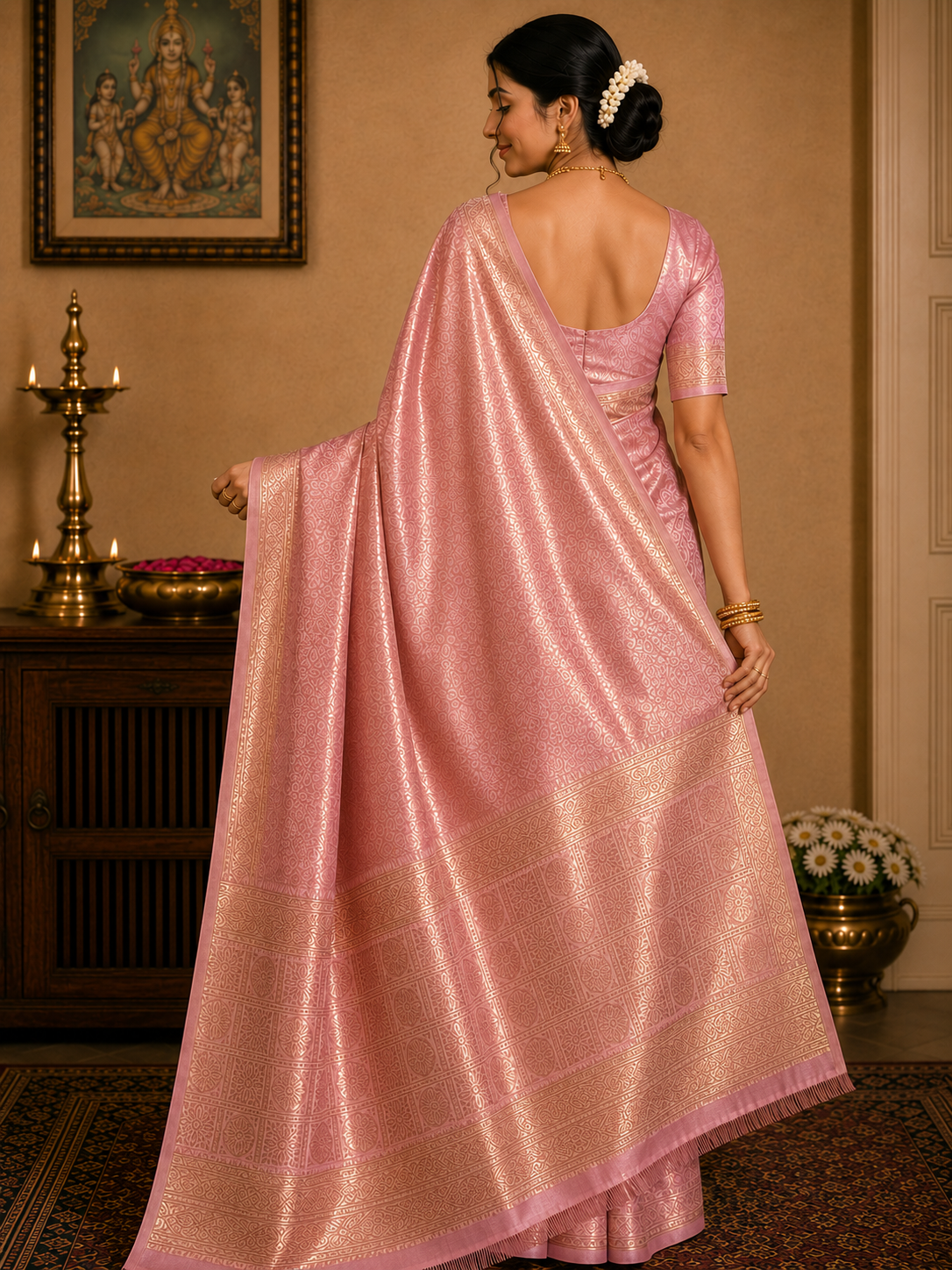 Kanchipuram semi silk baby pink