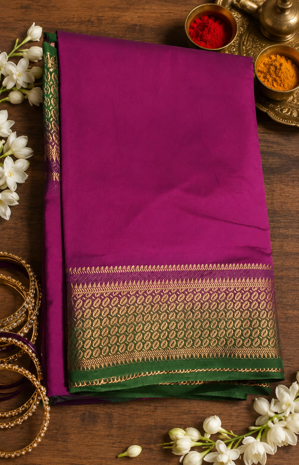 Mysore semi silk pink saree