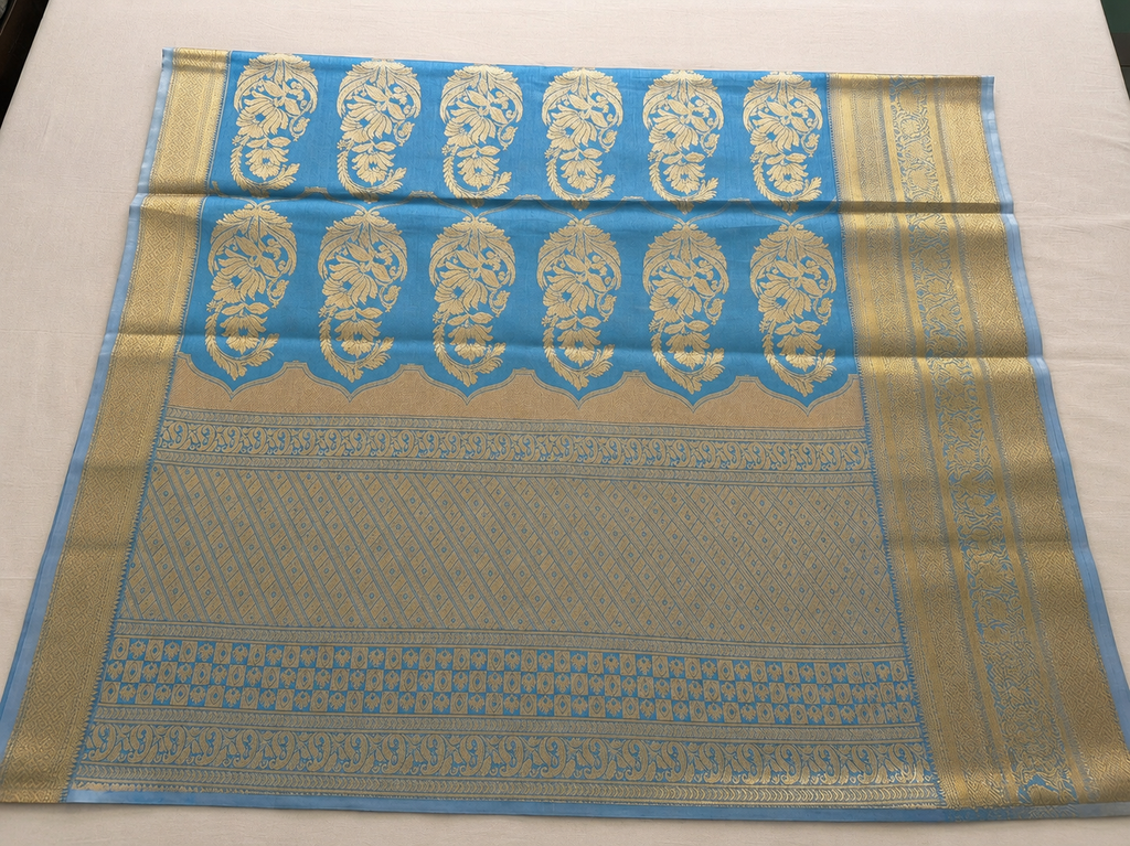 Kanchipuram semi silk blue saree