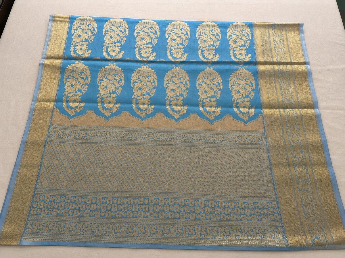 Kanchipuram semi silk blue saree
