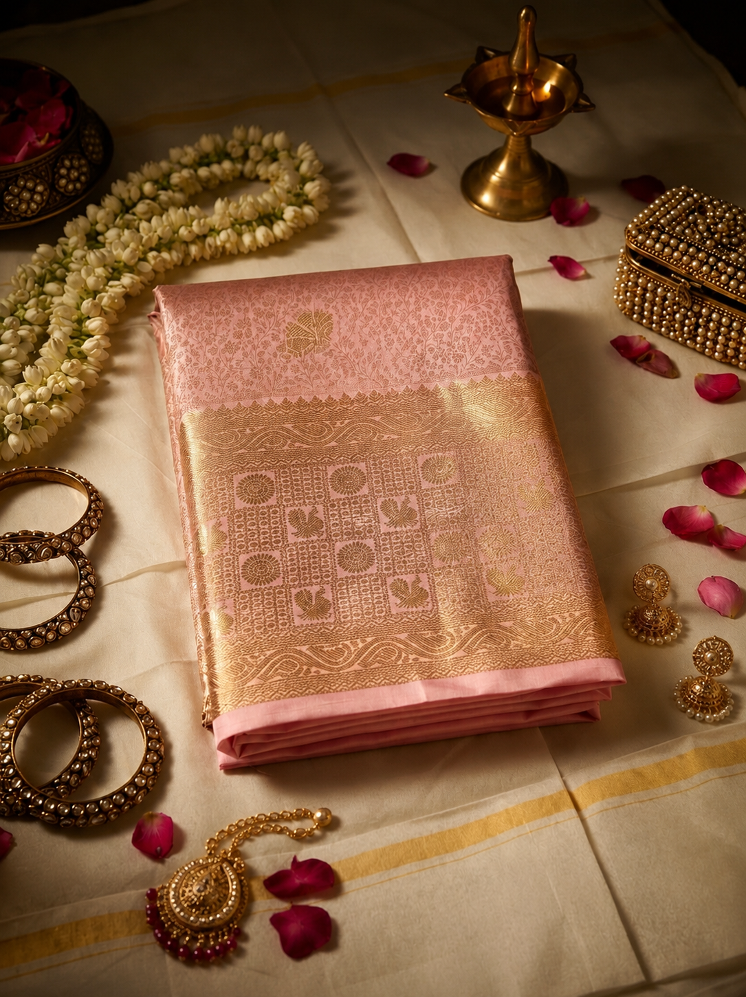 Kanchipuram semi silk baby pink