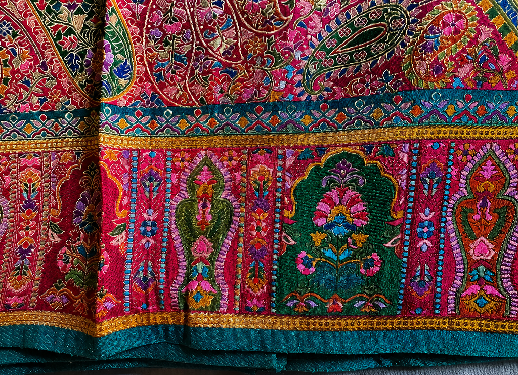 Pashmina green saree