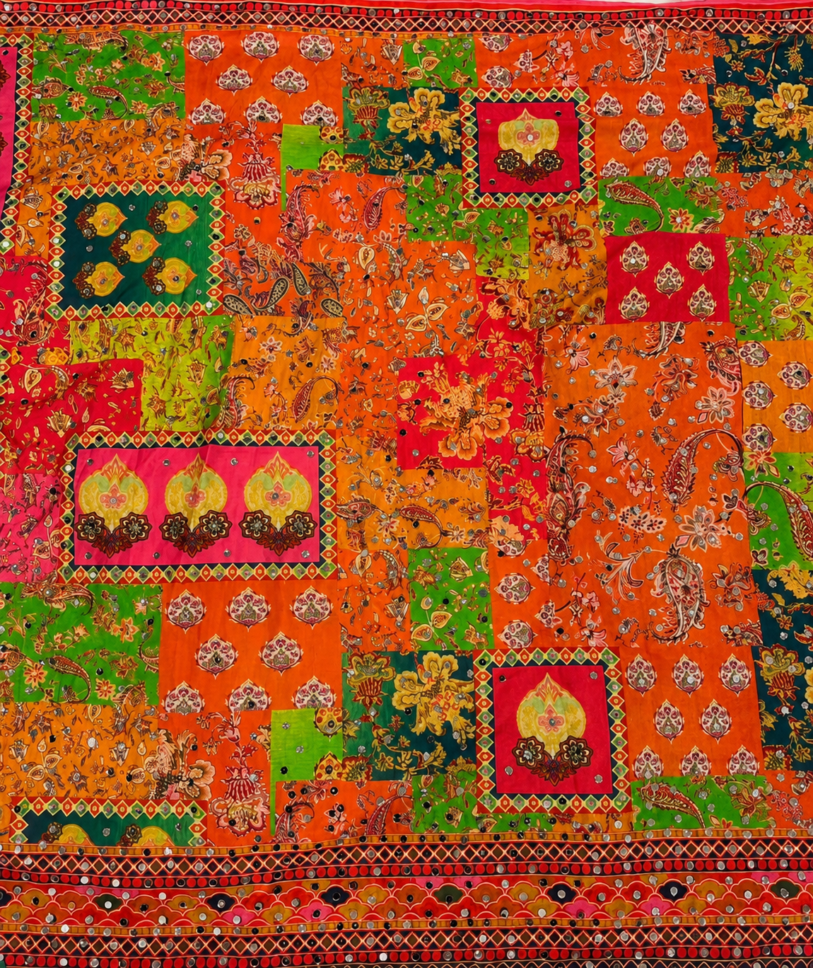 Ajrakh orange saree