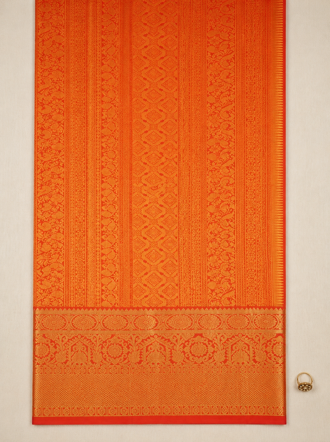 Semi silk blue and orange saree