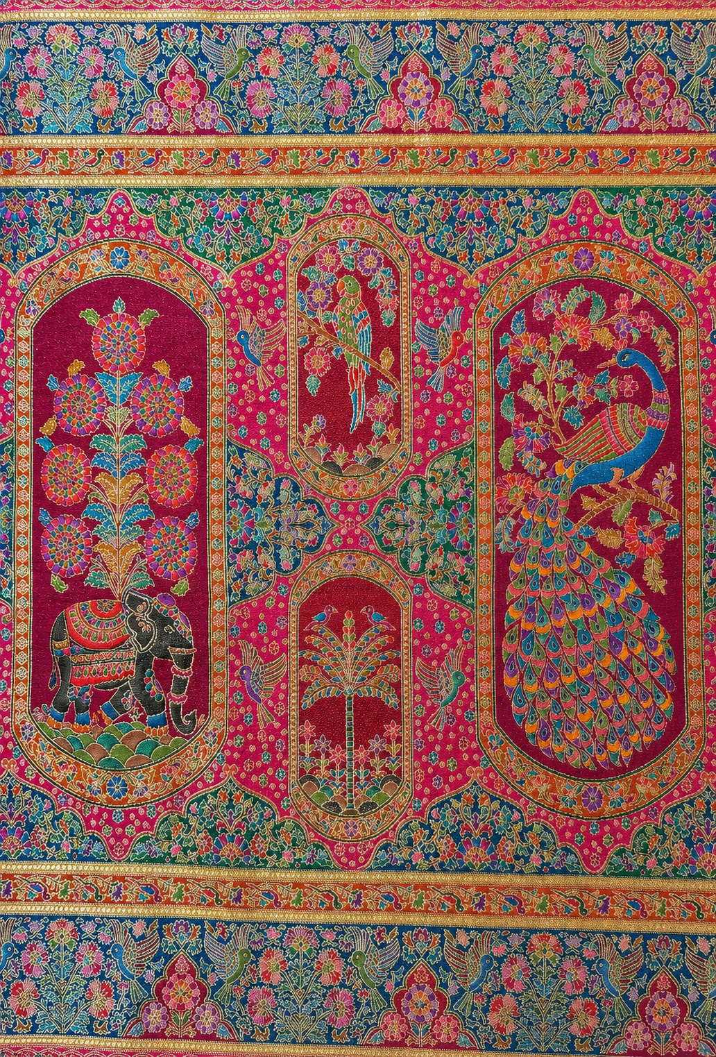 Pashmina pink saree