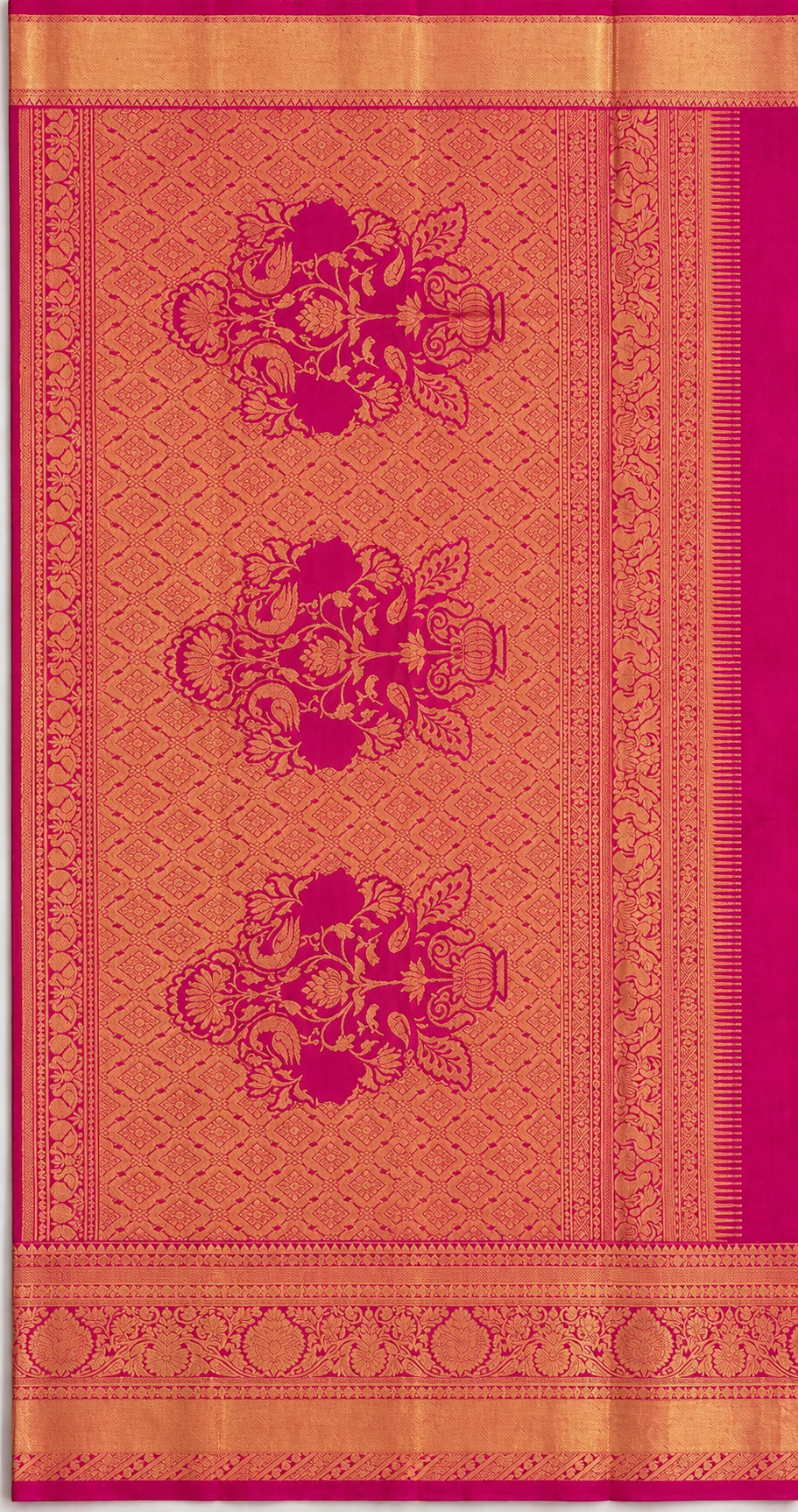 Semi silk yellow and pink saree