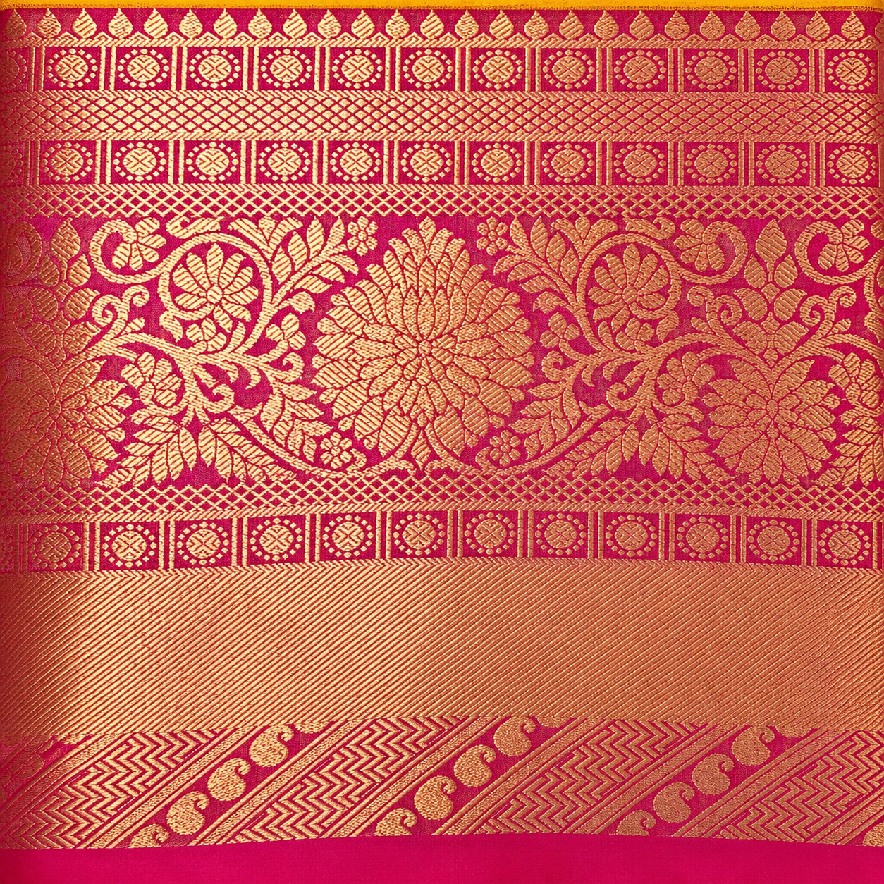 Semi silk yellow and pink saree
