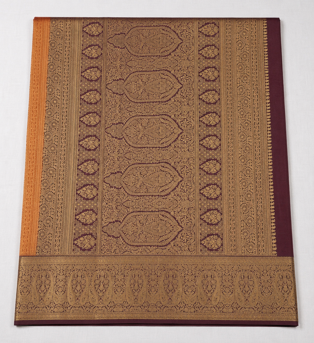 Semi silk brown and orange