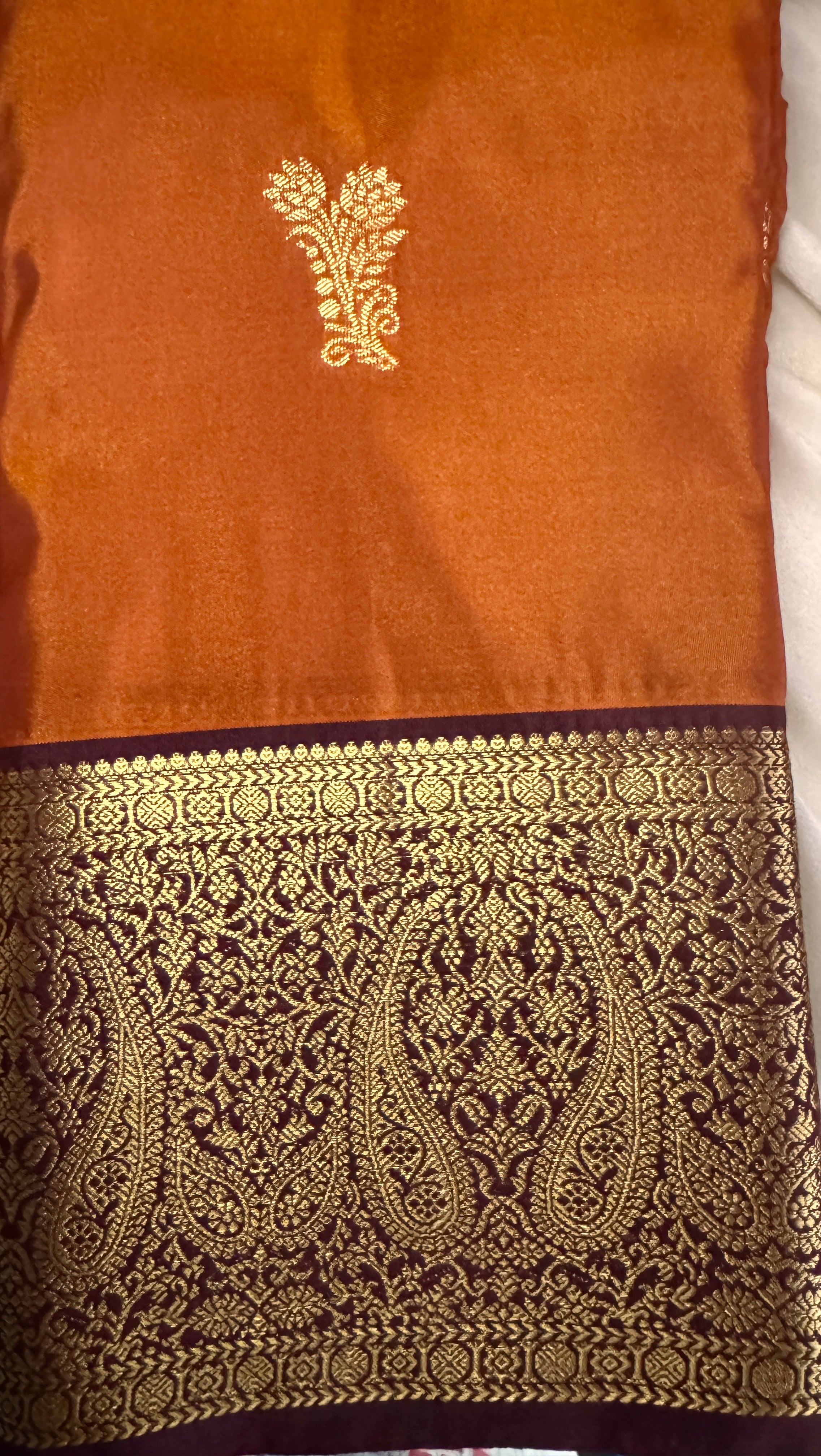 Semi silk brown and orange