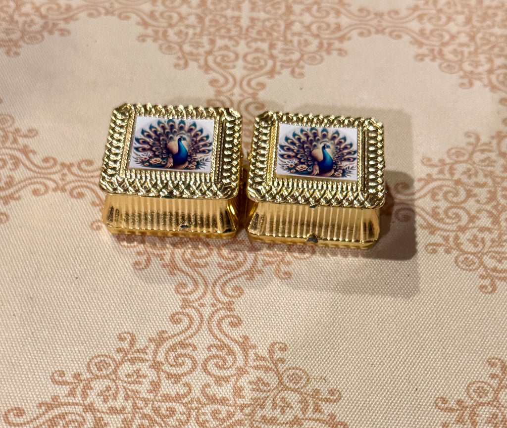 Peacock Mini Kumkum Box (Set of 2)
