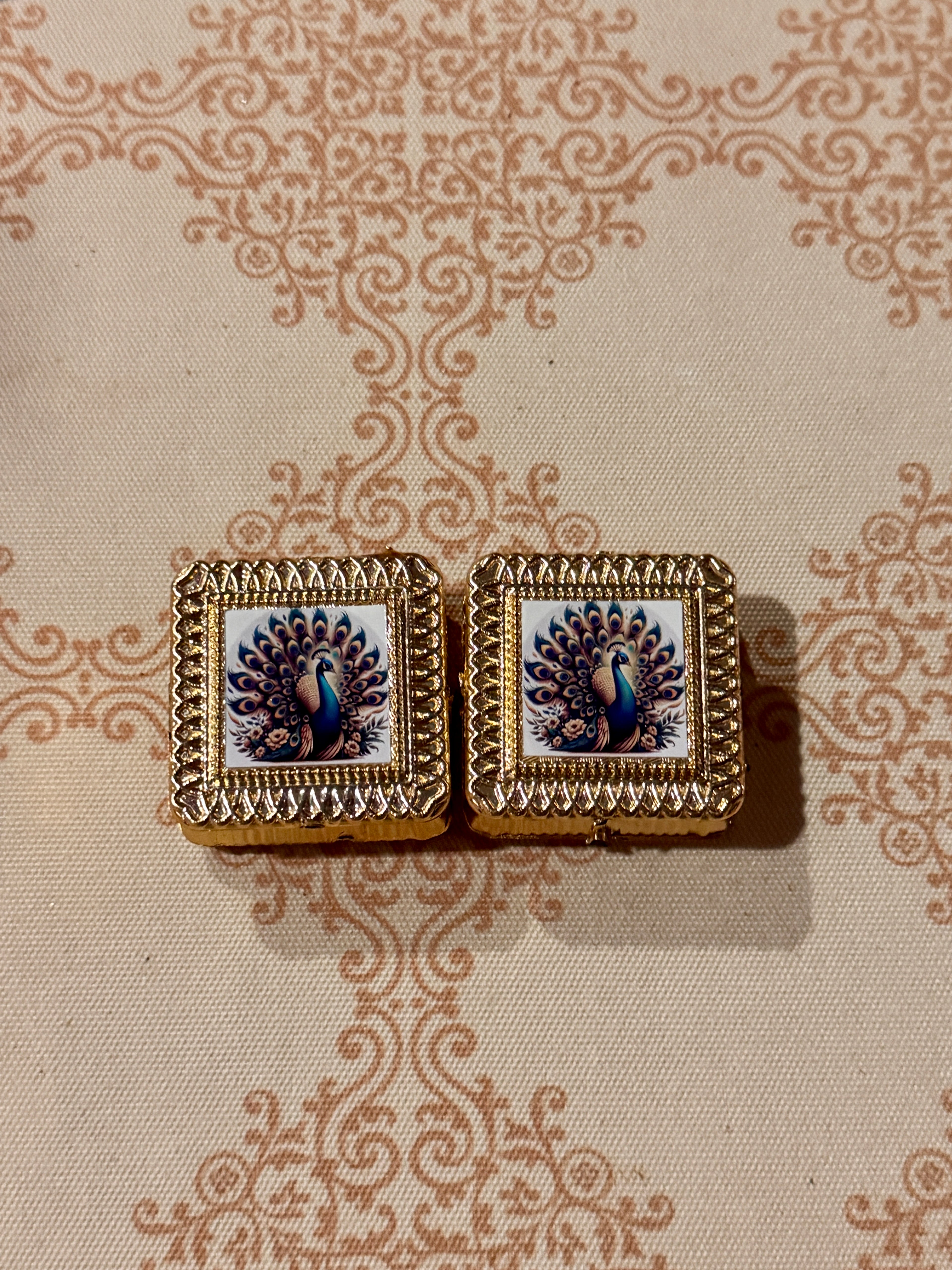 Peacock Mini Kumkum Box (Set of 2)