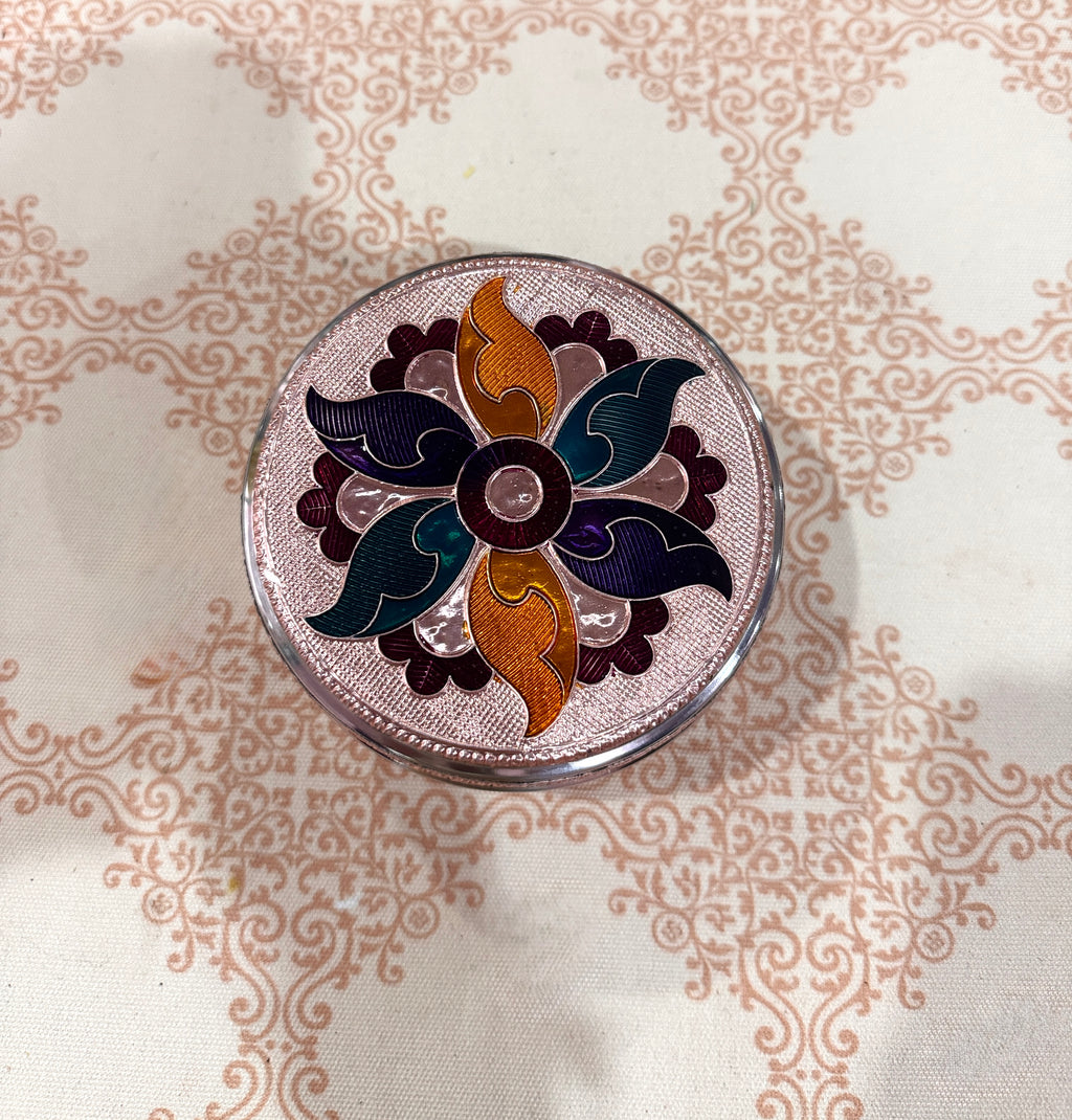 Pink Floral Stainless Steel Box