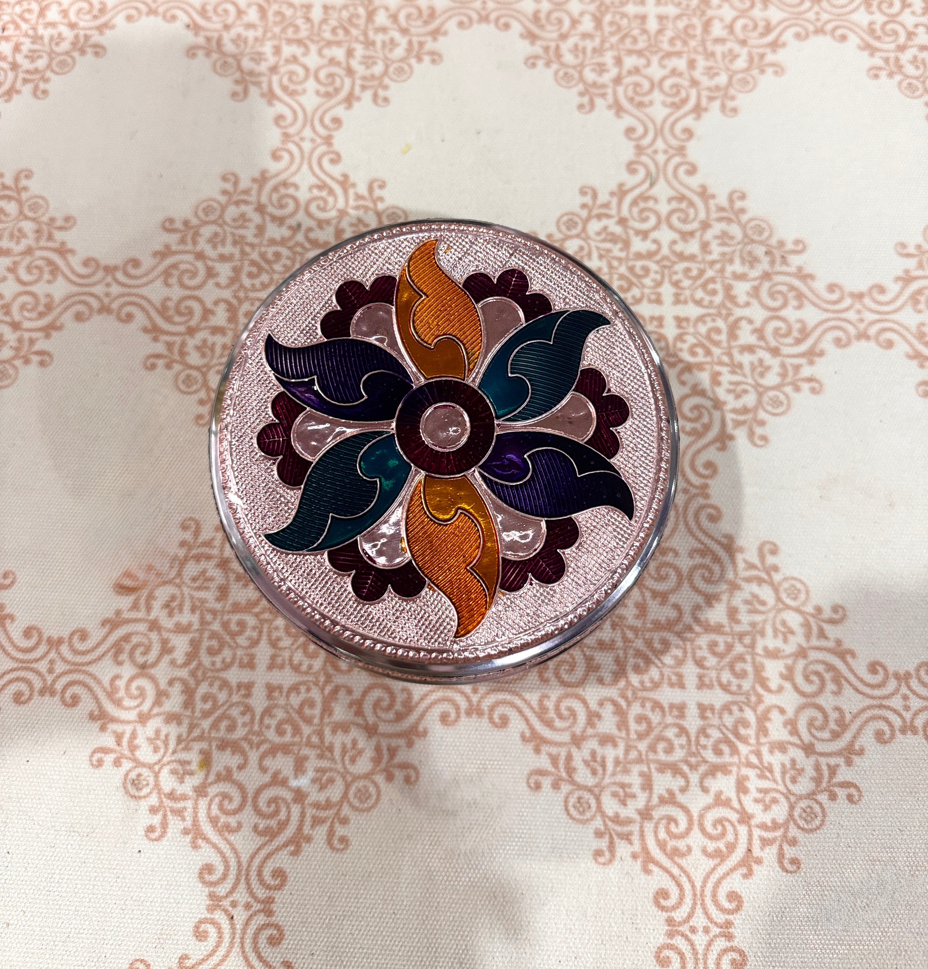 Pink Floral Stainless Steel Box