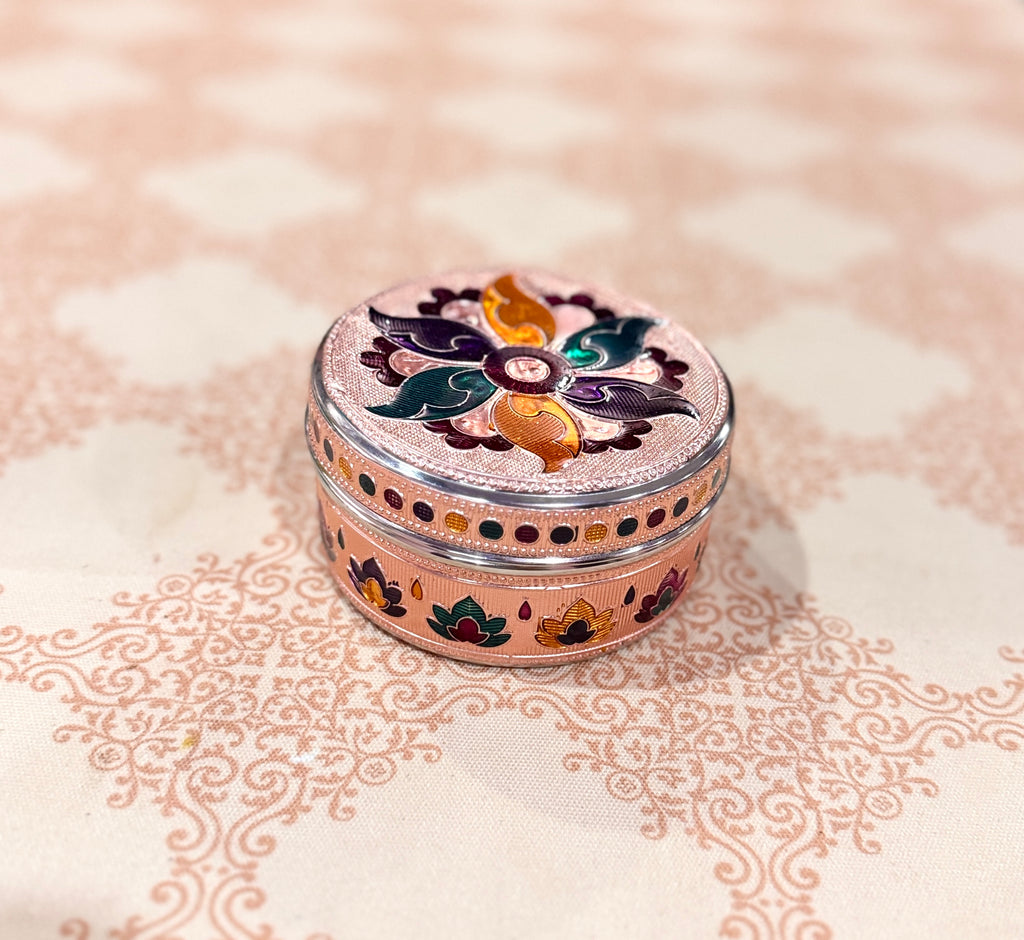 Pink Floral Stainless Steel Box