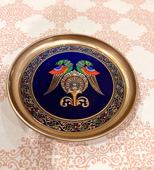 Brass coated blue tray