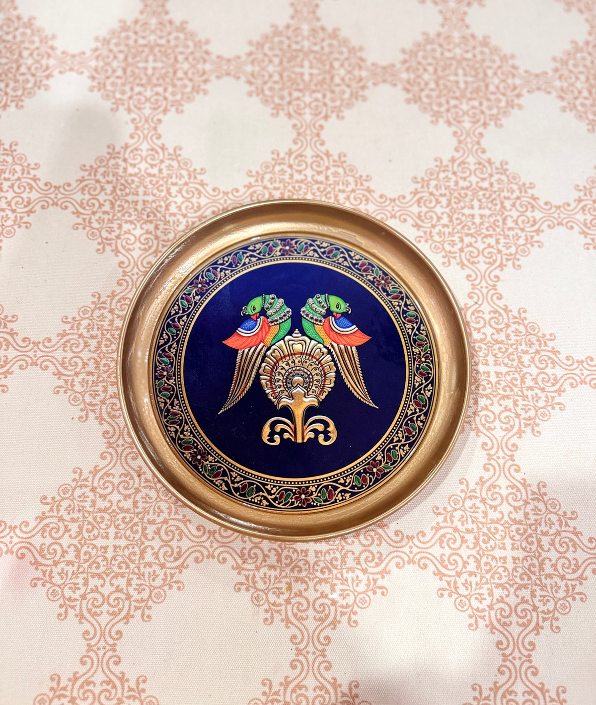 Brass coated blue tray