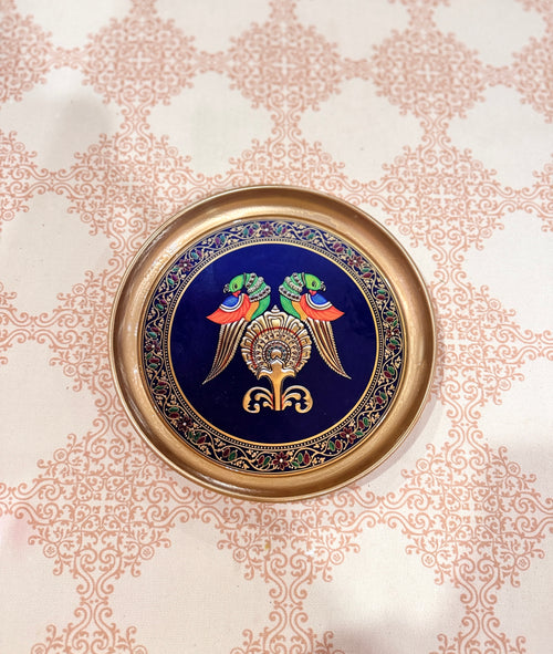 Brass coated blue tray