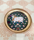 Brass coated green cow tray