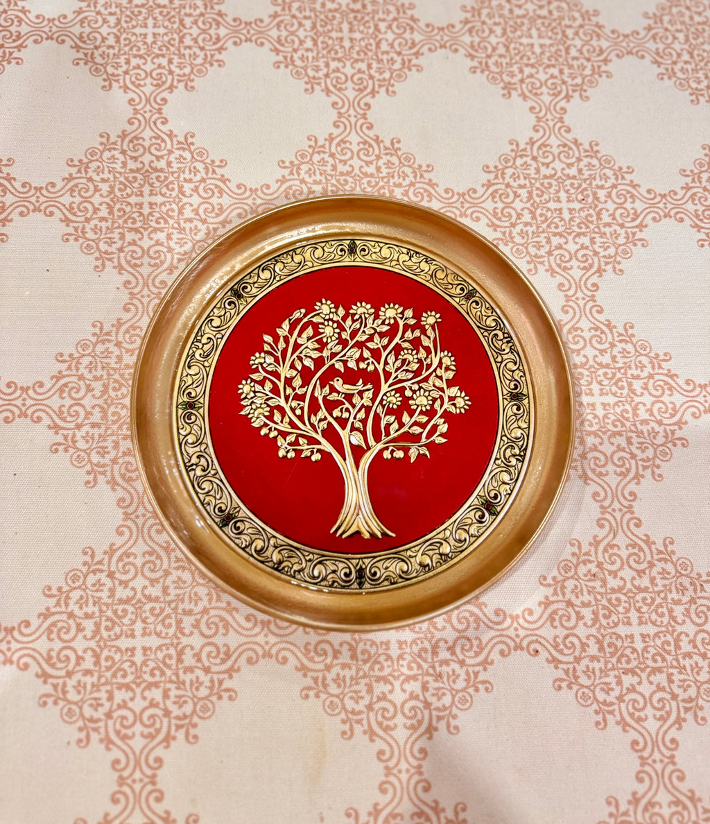 Brass coated red tray