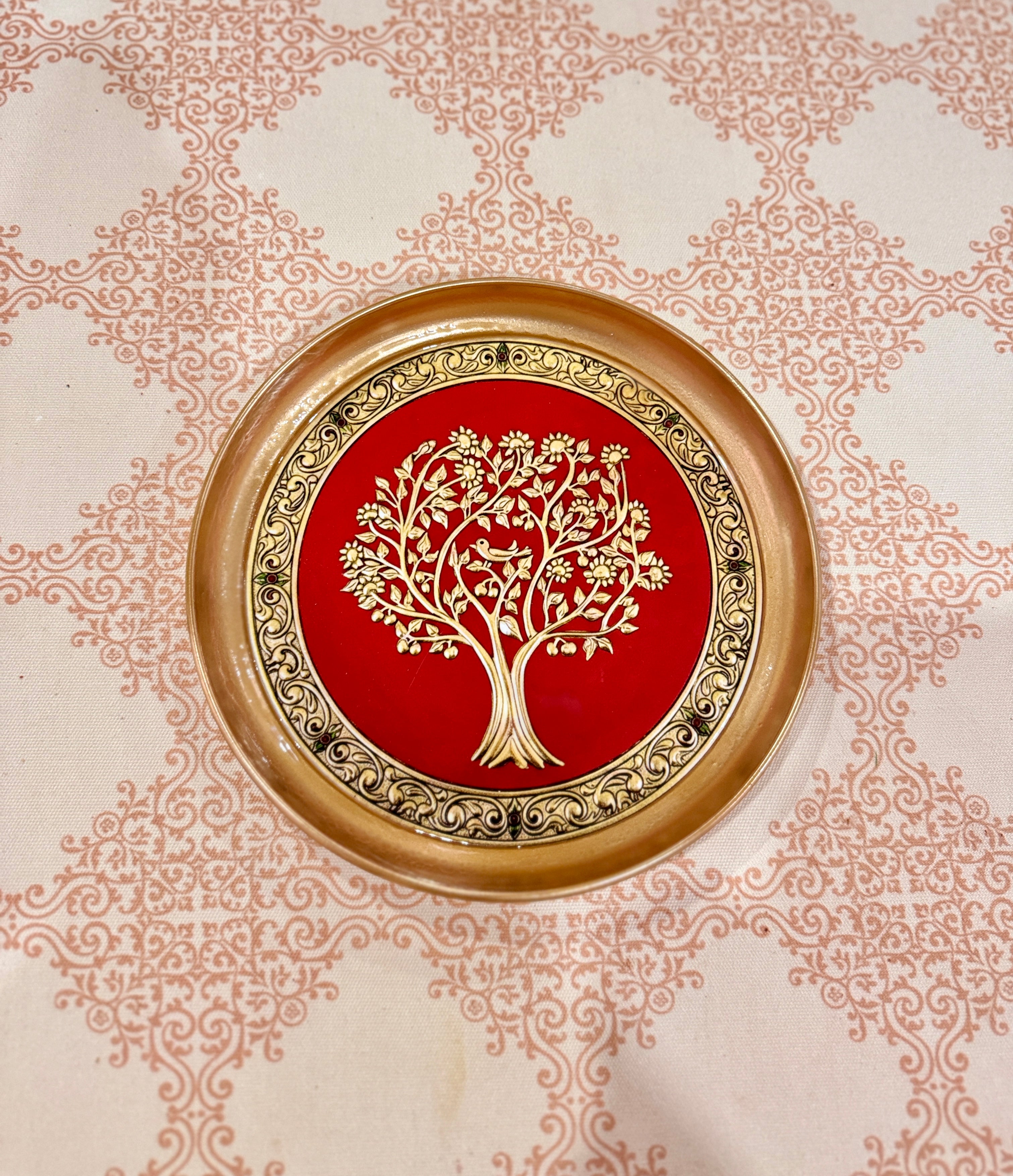 Brass coated red tray
