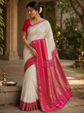 Semi silk white and pink