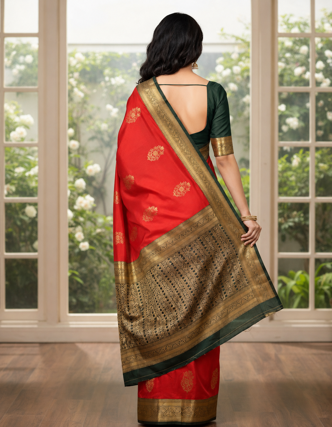 Semi silk red saree