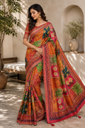 Ajrakh orange saree