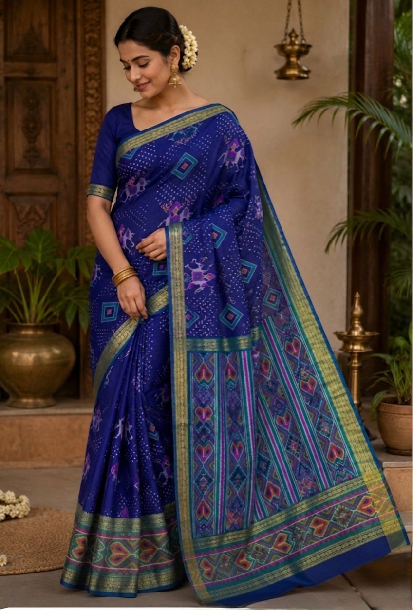 Pochampalli silk blue Saree