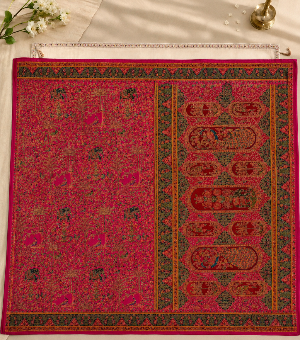 Pashmina pink saree