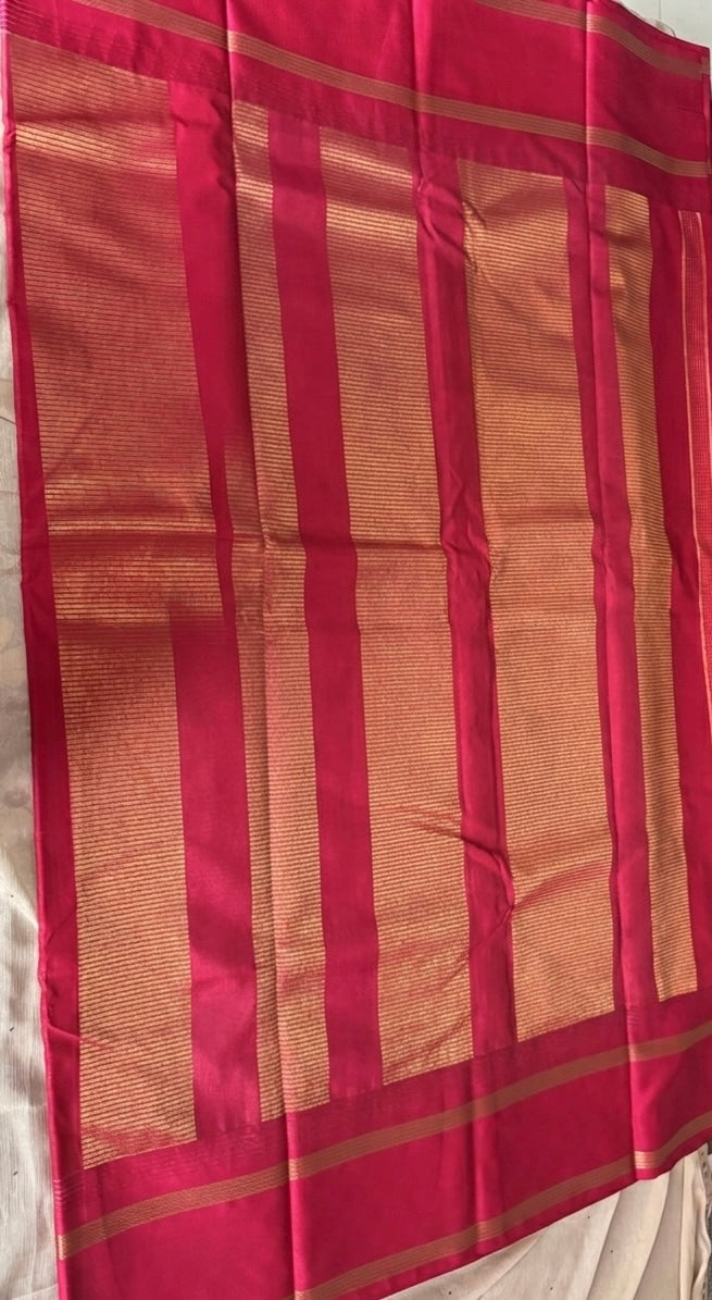 Semi silk white and pink