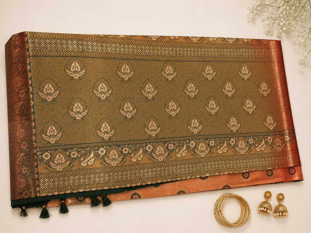 Designer orange saree