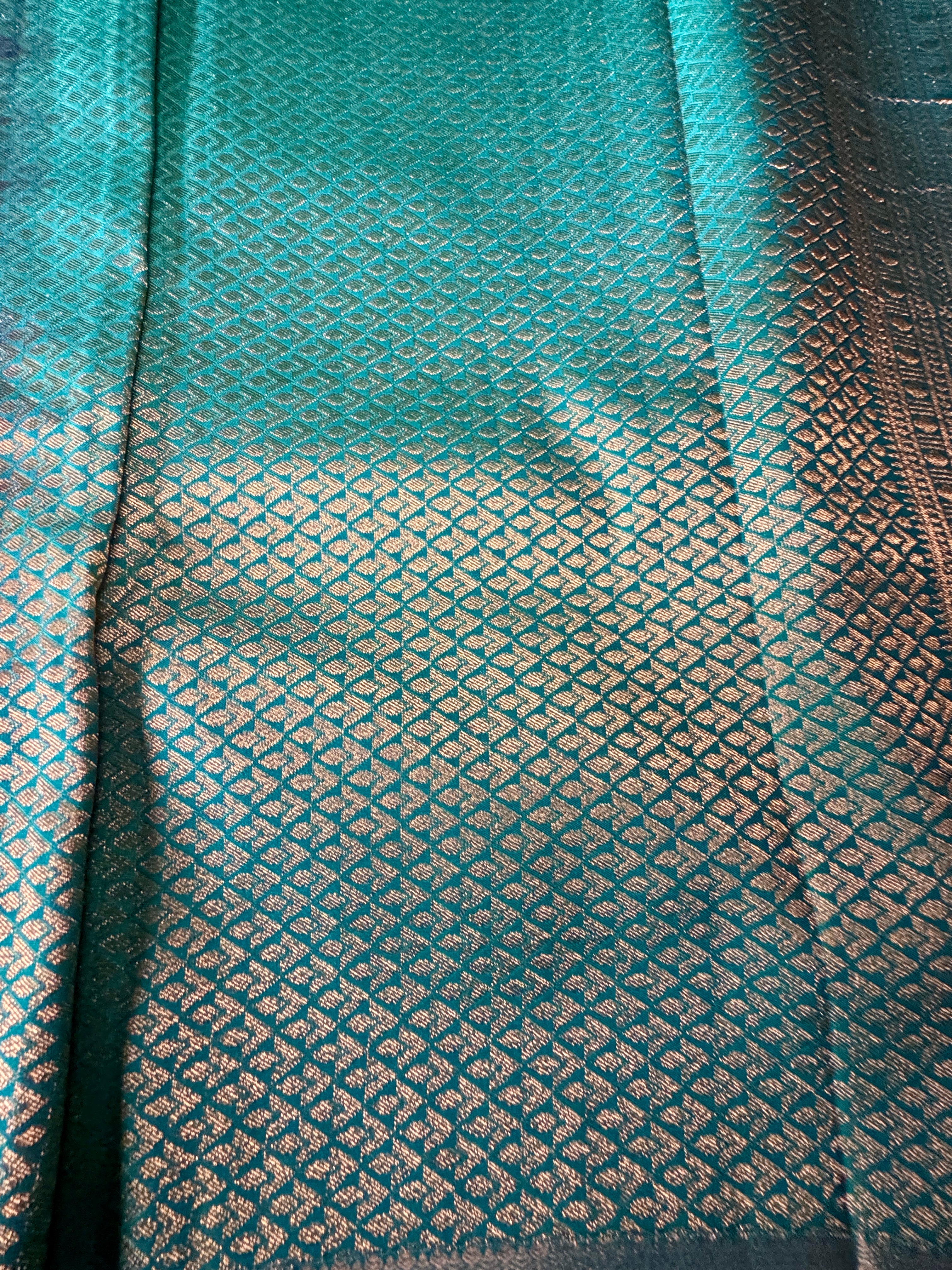 Semi silk blue and gold saree