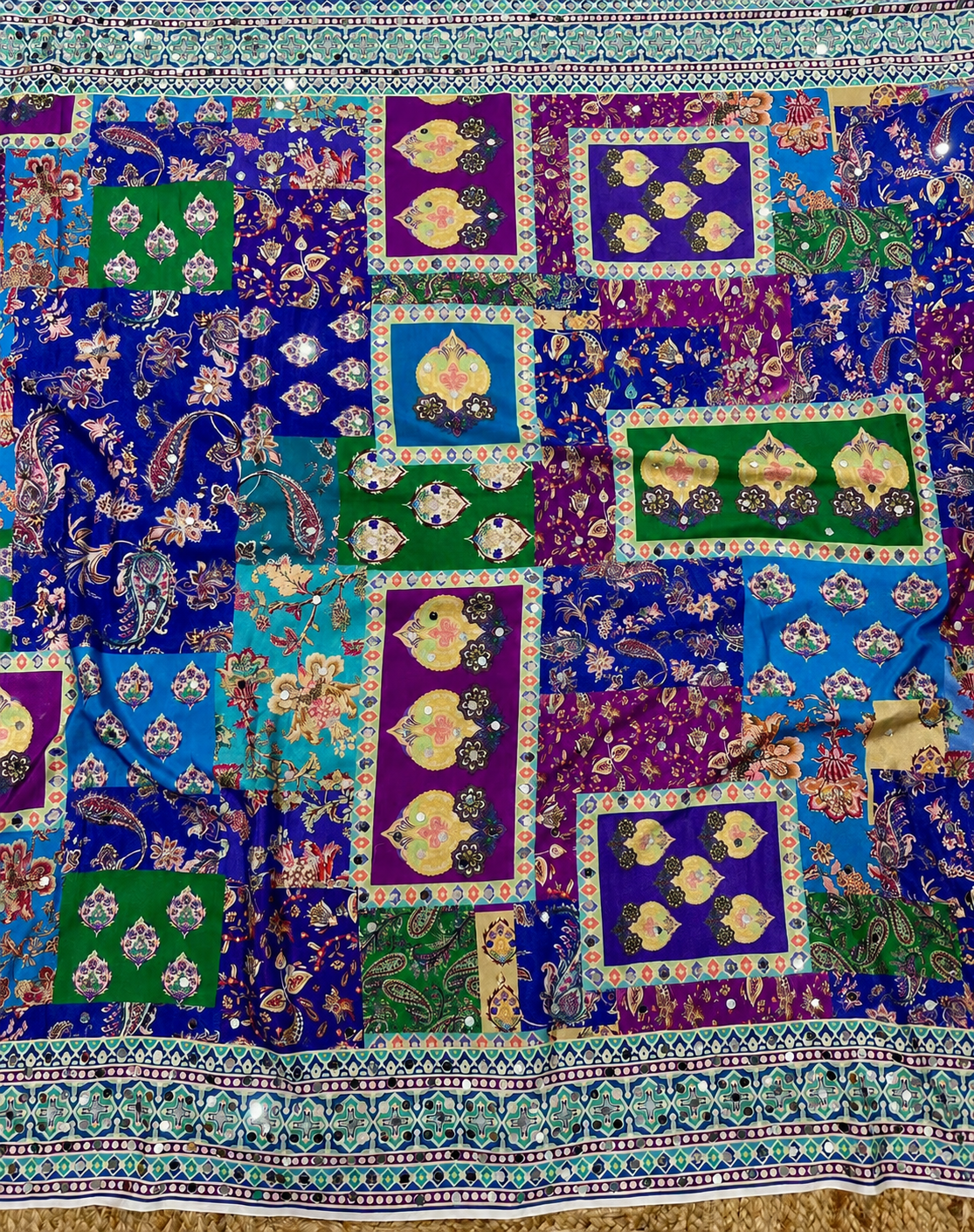 Ajrakh blue saree