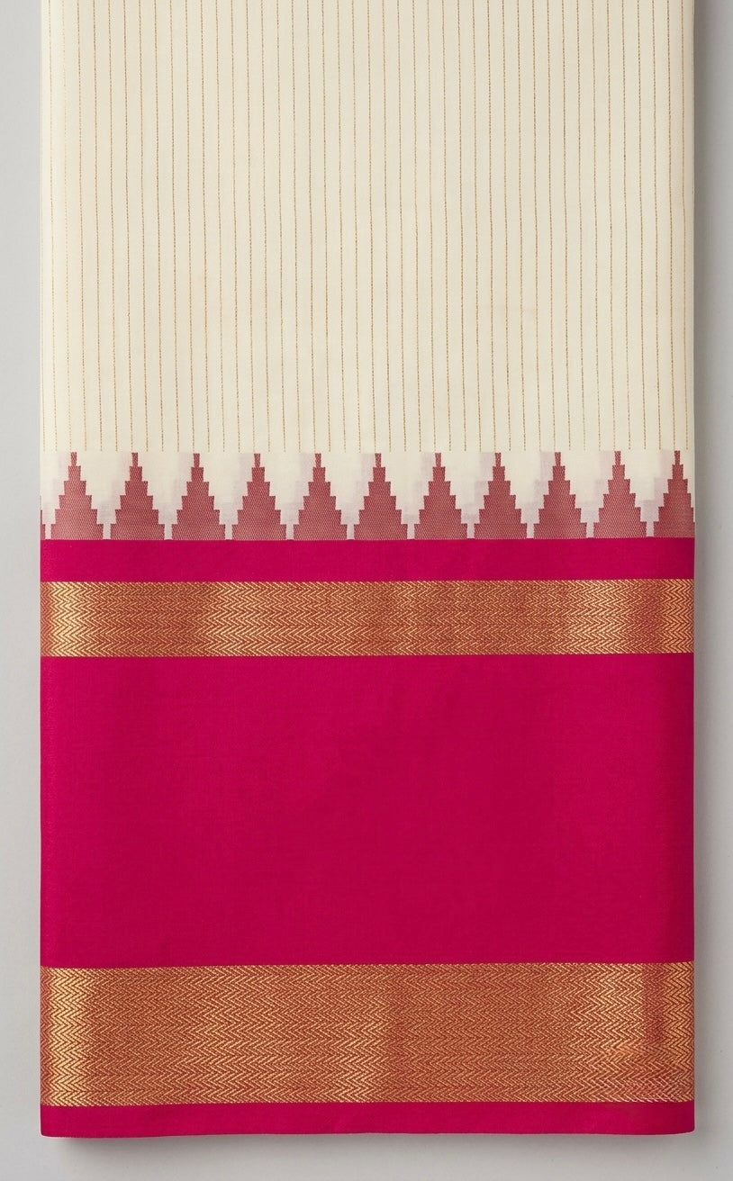 Semi silk white and pink