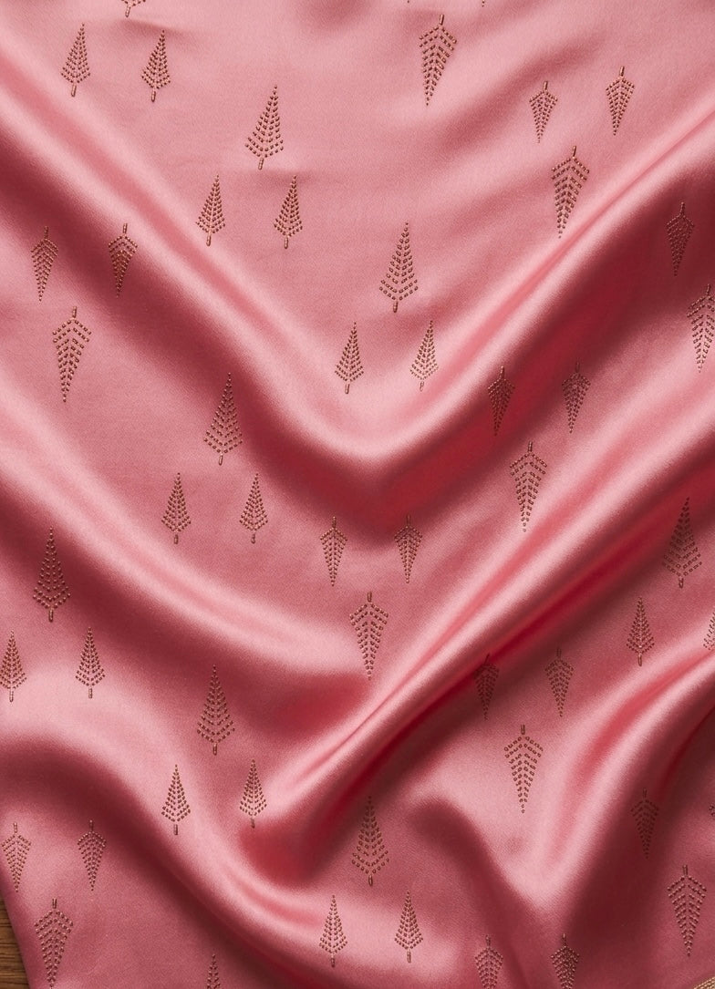 Satin pink saree
