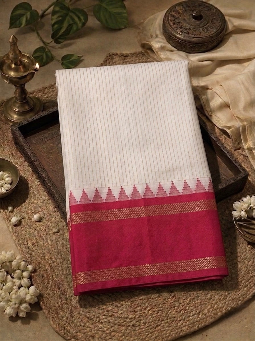 Semi silk white and pink