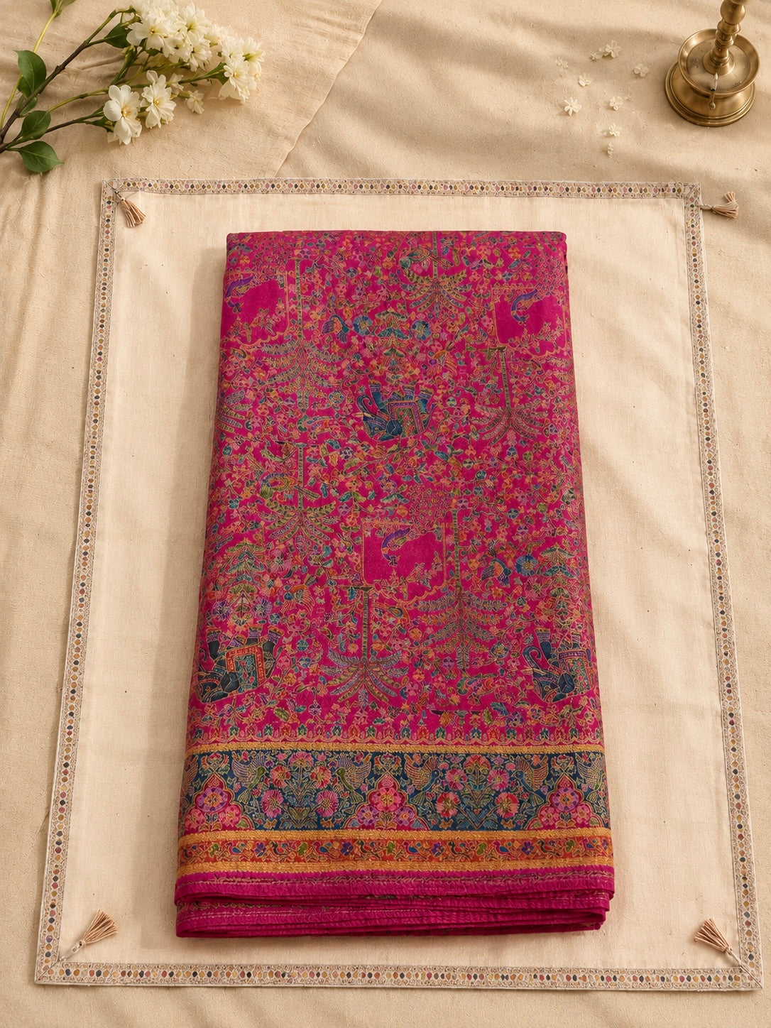 Pashmina pink saree