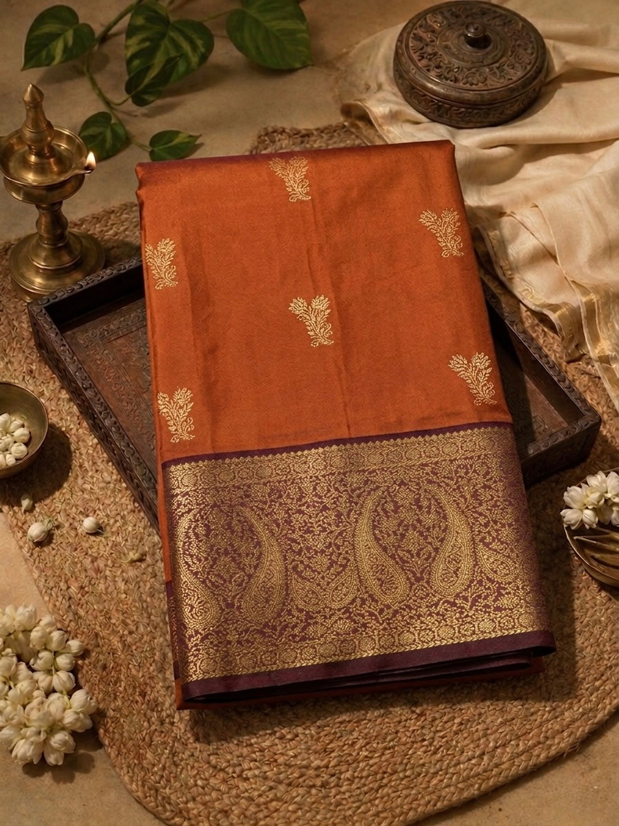 Semi silk brown and orange