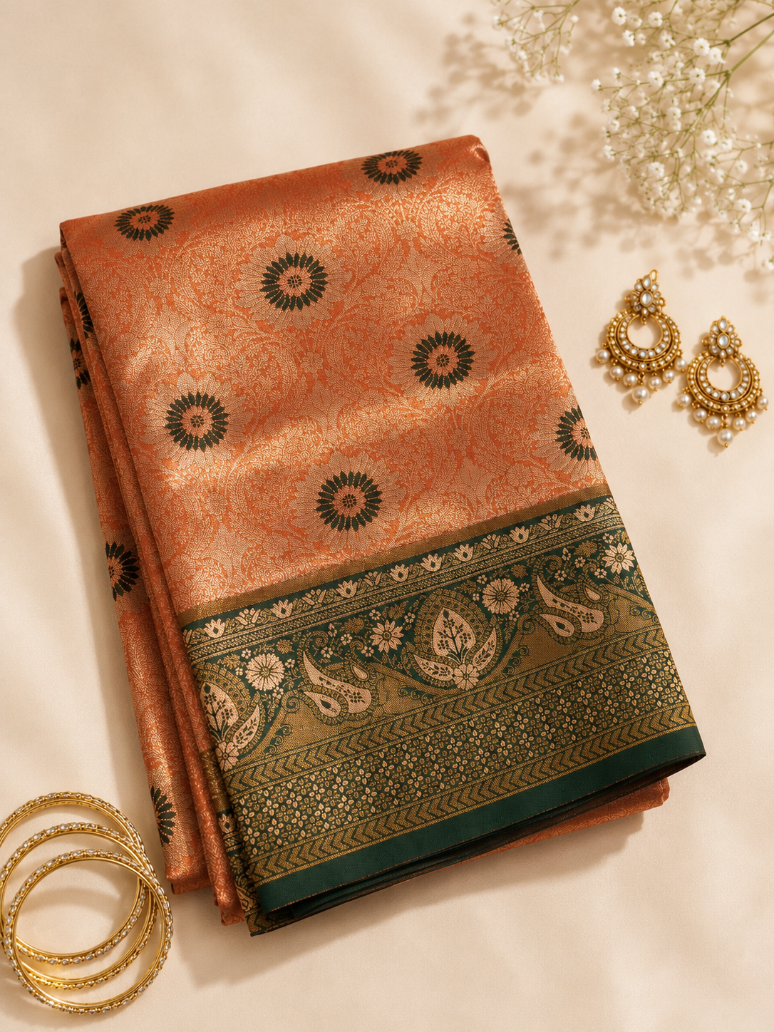 Designer orange saree