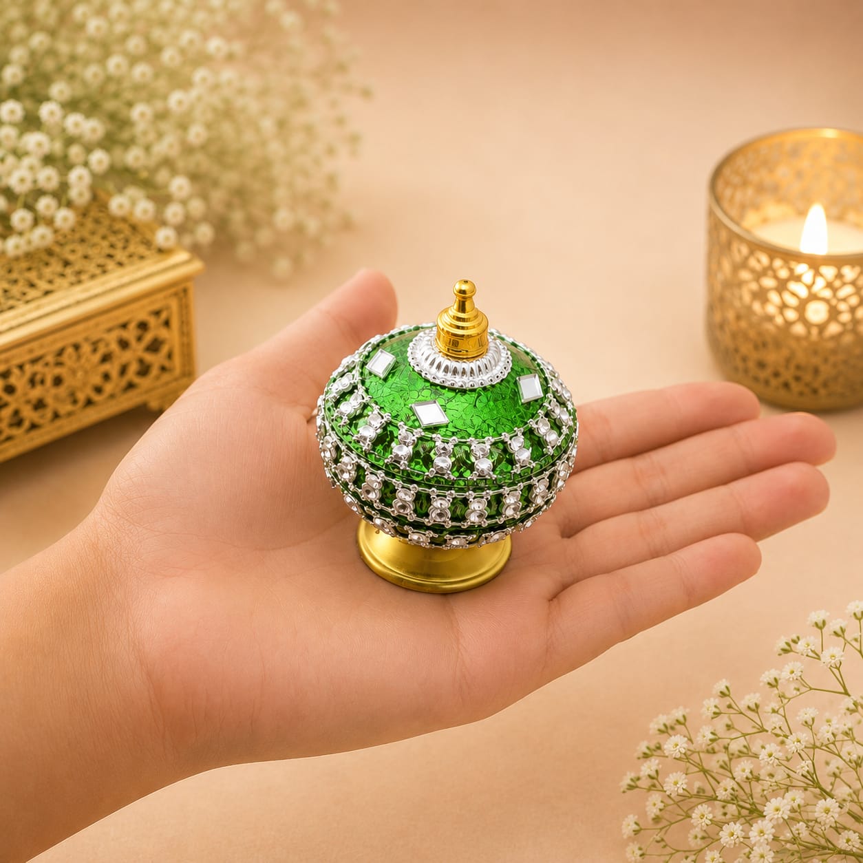 Dome shaped Kumkum Box(Set of 2)