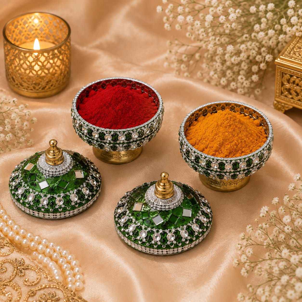 Dome shaped Kumkum Box(Set of 2)