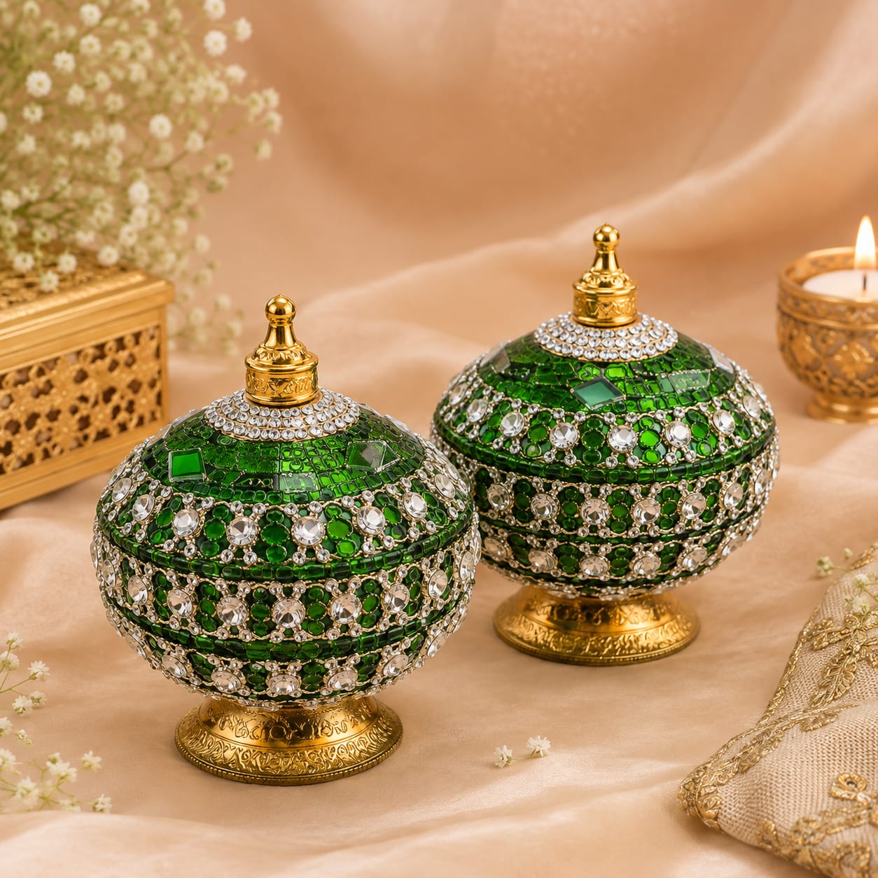 Dome shaped Kumkum Box(Set of 2)