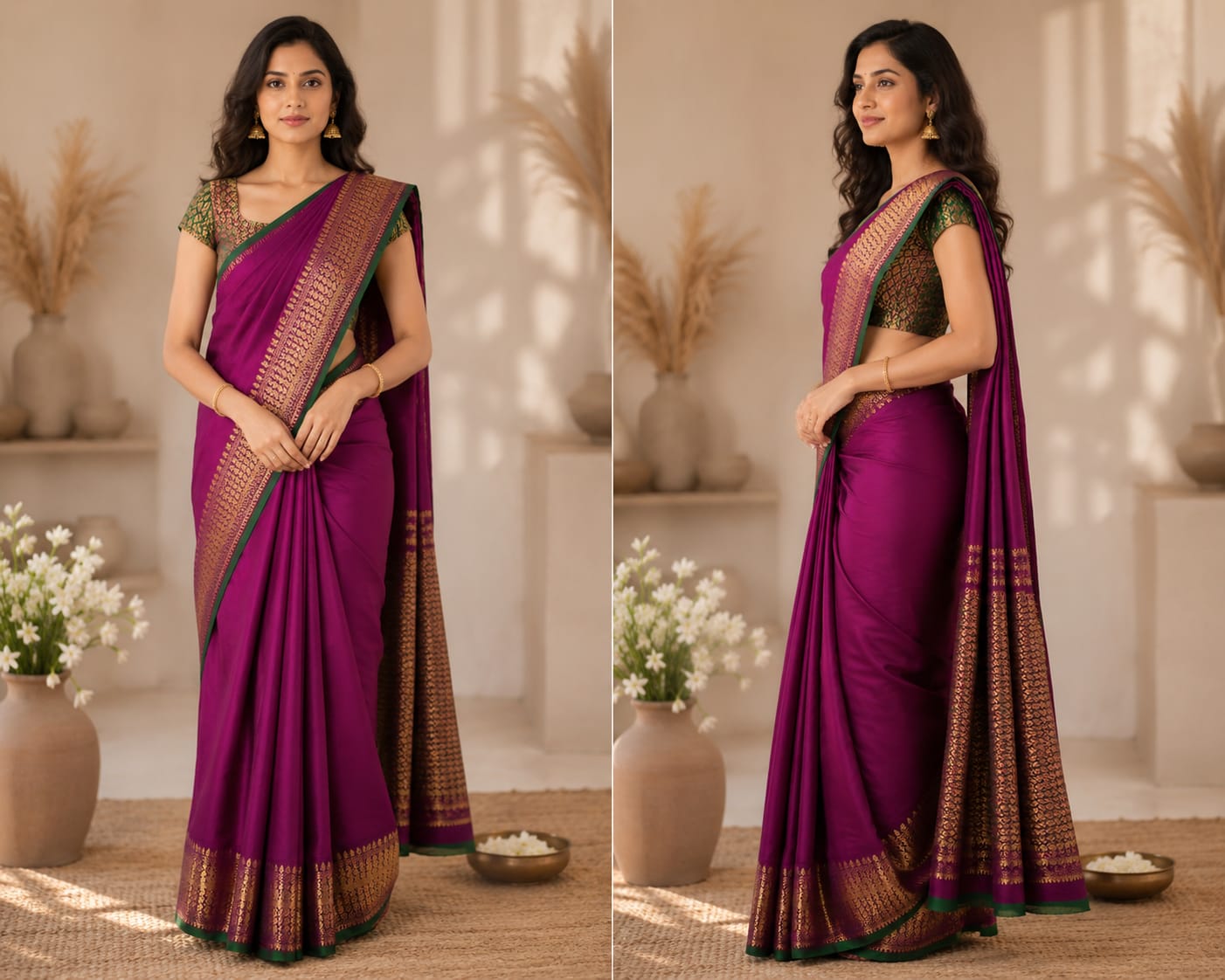 Mysore semi silk pink saree