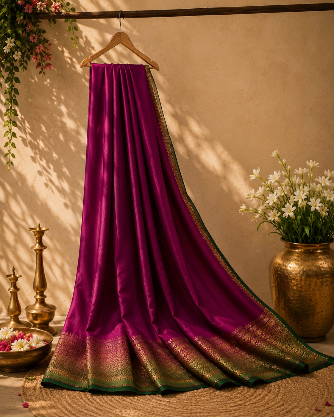 Mysore semi silk pink saree