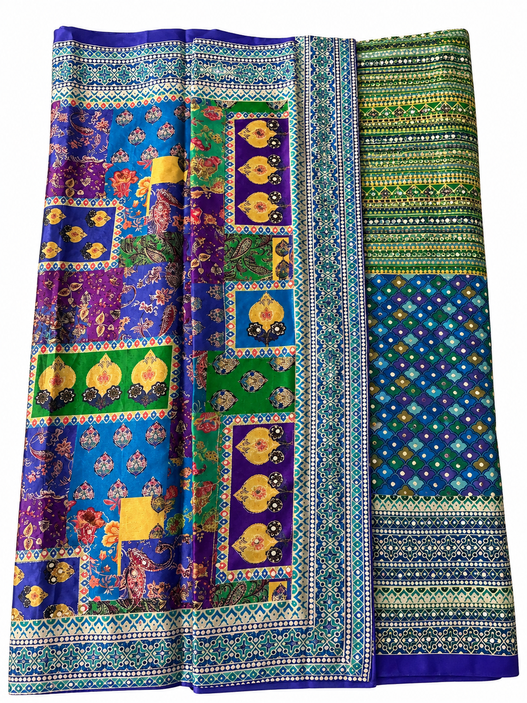 Ajrakh blue saree