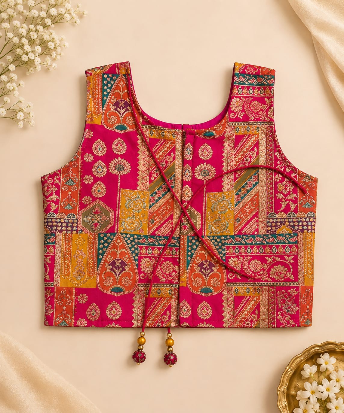 Designer Langa blouse white and pink