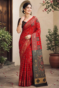 Patola red and green saree