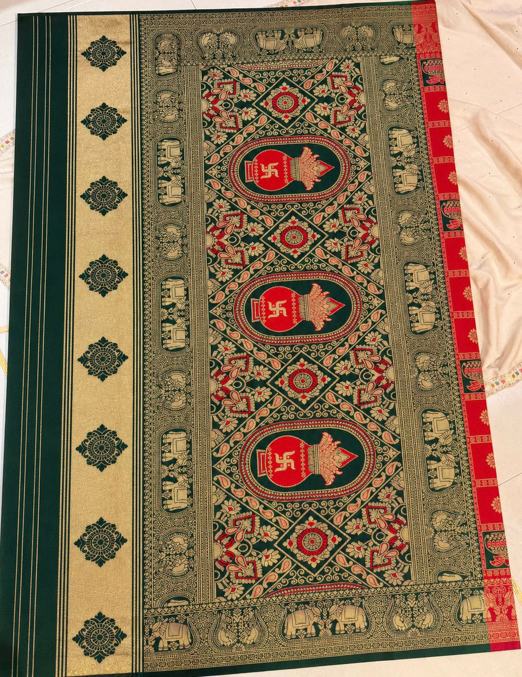 Patola red and green saree