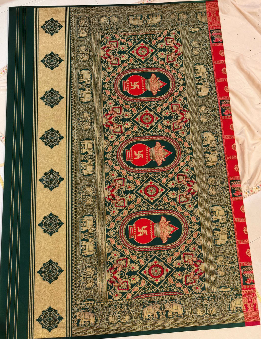 Patola red and green saree